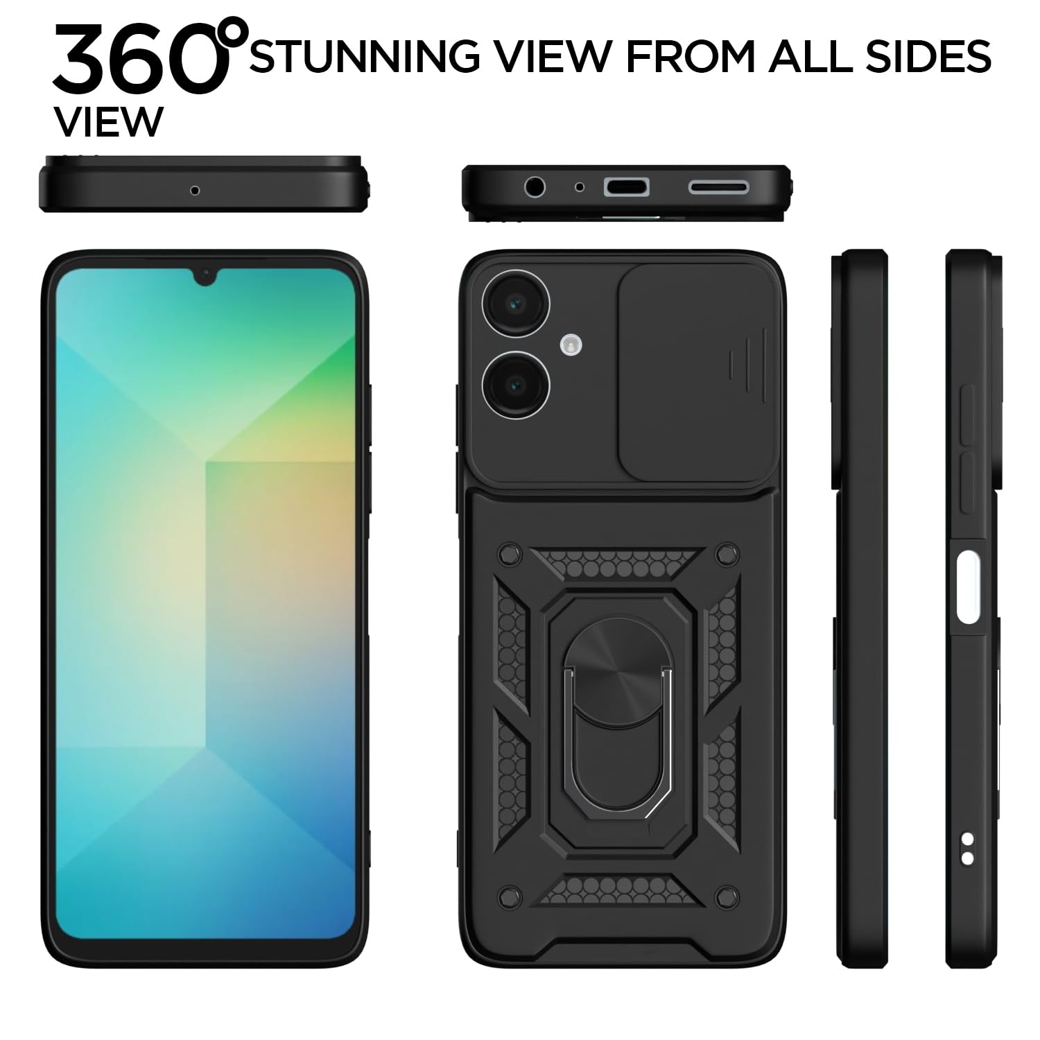 Pikkme Samsung Galaxy F06 5G / M06 5G D10 Tough Armor Back Cover (Black)