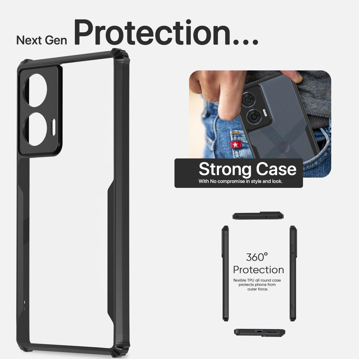 Black Hybrid phone cover for Moto Edge 50 Fusion/G96 5G – Pikkme – photo 6