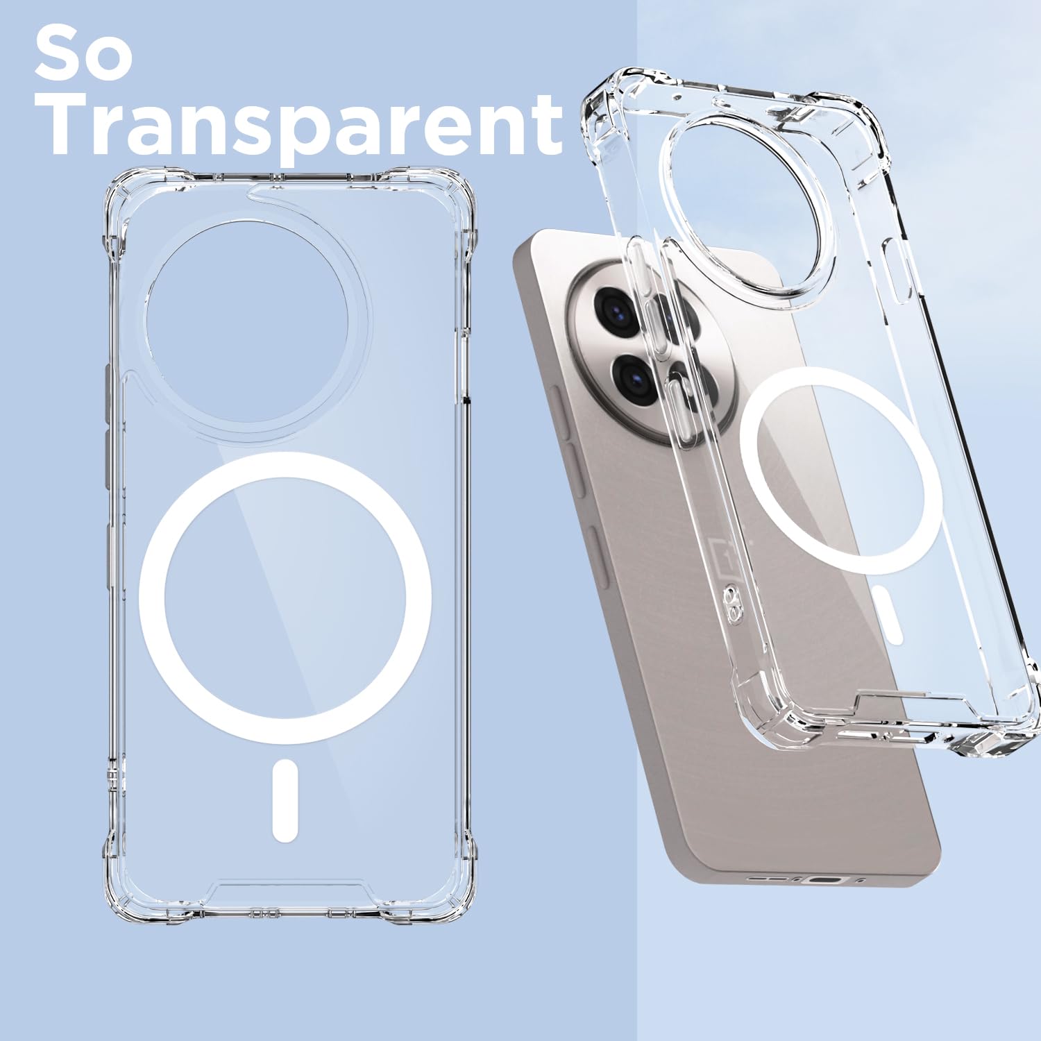 Transparent mag-safe MagSafe back cover for OnePlus 13R 5G – Pikkme – photo 2