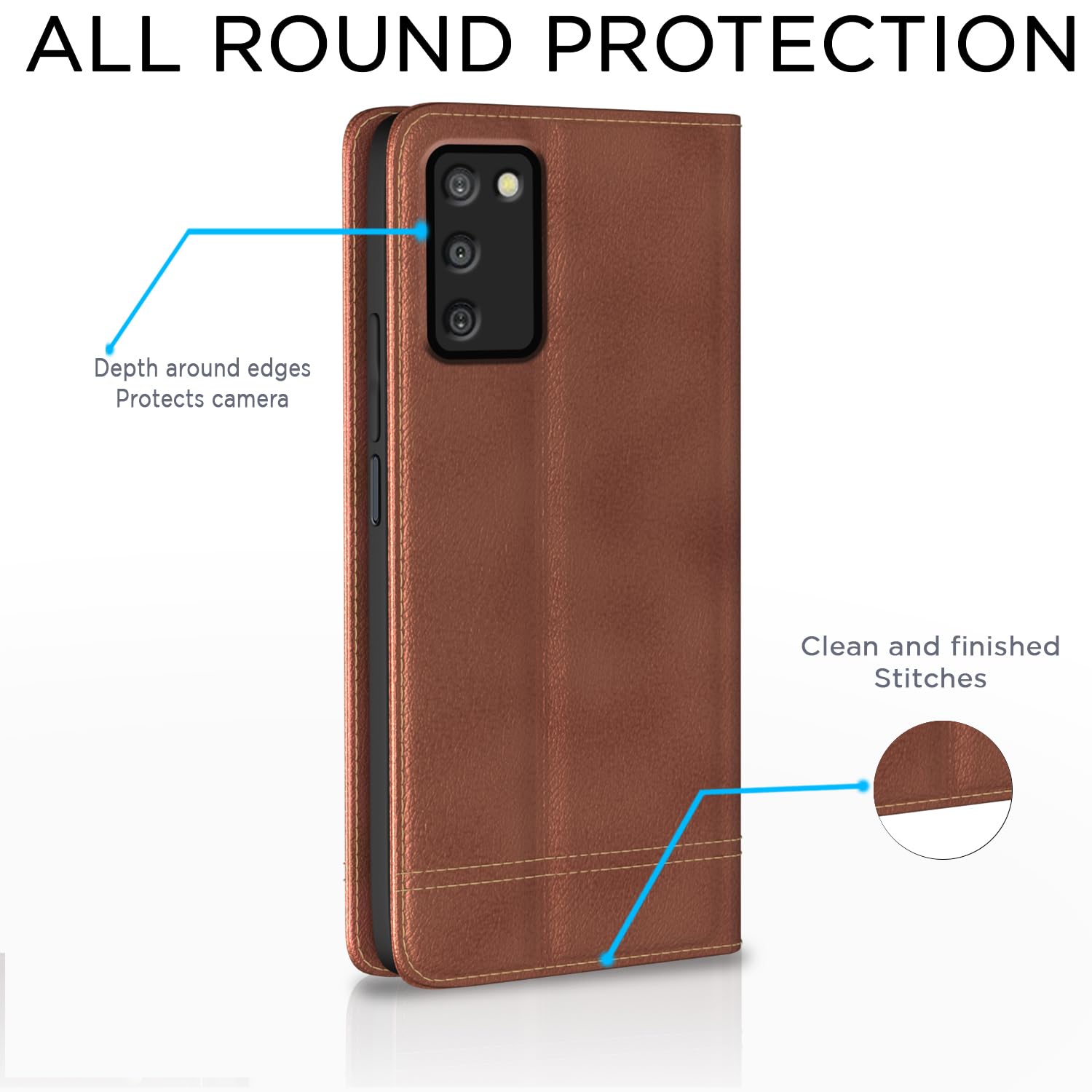 Brown wallet flip cover for Samsung A03s – Pikkme – photo 4