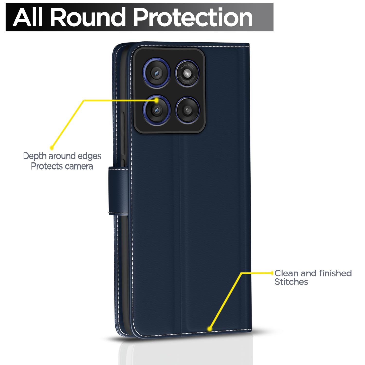 Pikkme Motorola Moto Edge 60 Stylus 5G Double Contrast Flip Cover (Blue)