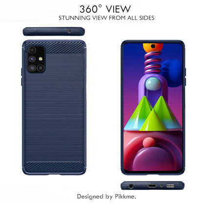 Pikkme Samsung Galaxy M51 Hybrid Carbon Fiber Back Cover | Blue