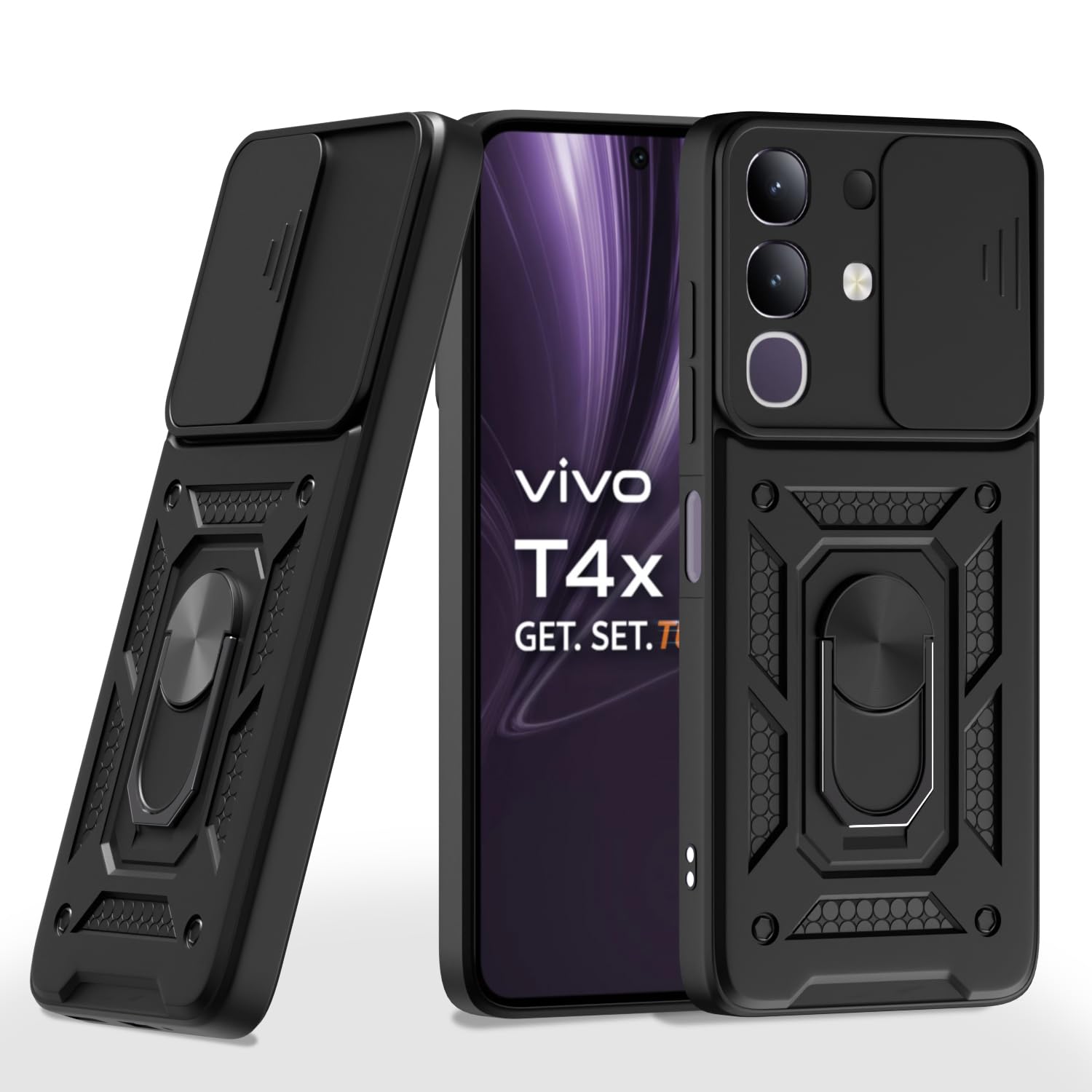 Pikkme Vivo T4x 5G D10 Tough Armor Back Cover - Black