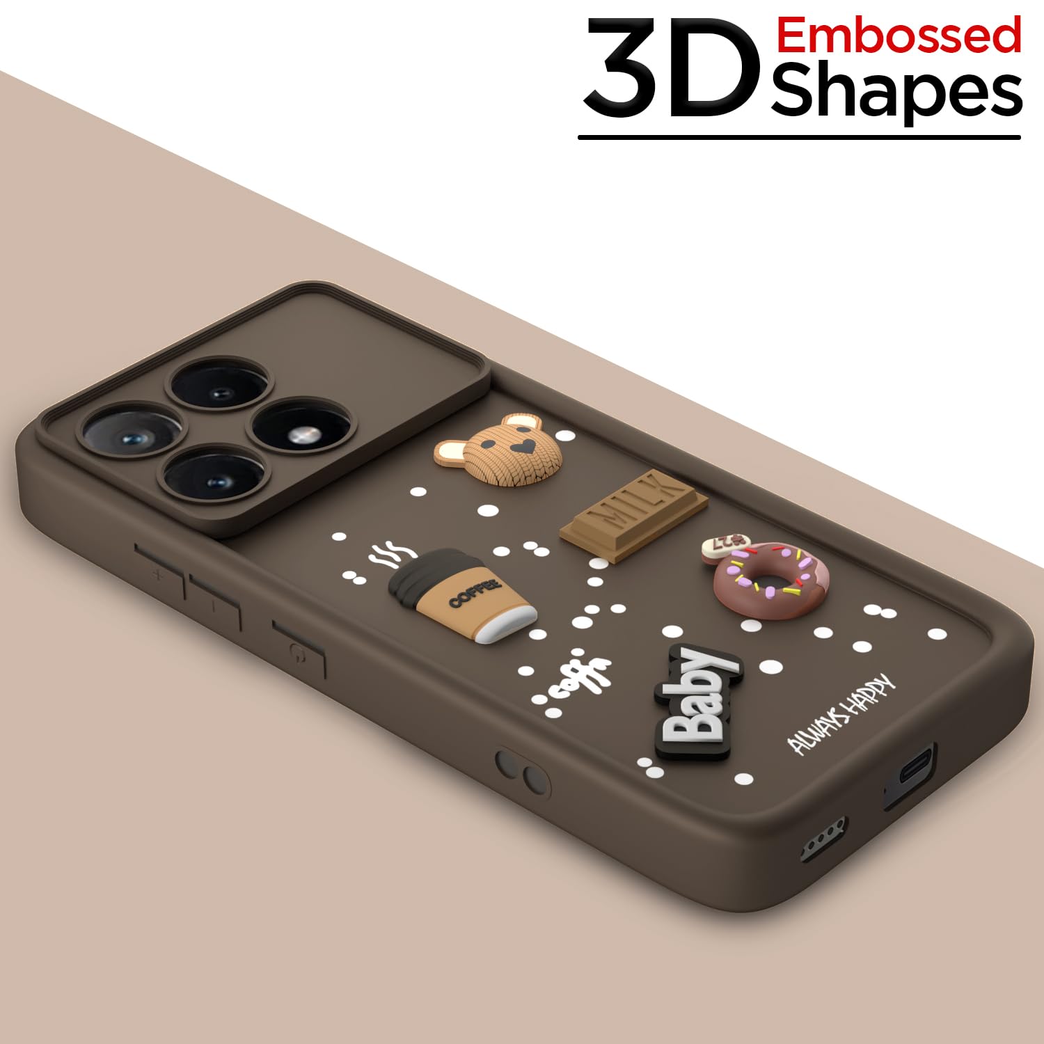 Brown Silicone phone cover for Poco X6 Pro 5G/3D – Pikkme – photo 3