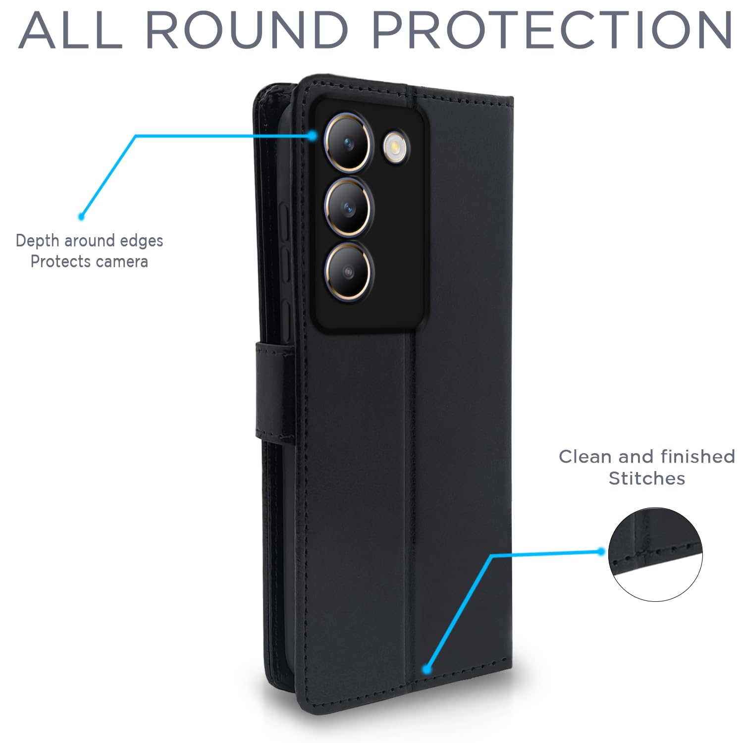 Black Wallet flip case for Vivo T3/Y200e 5G – Pikkme – photo 4