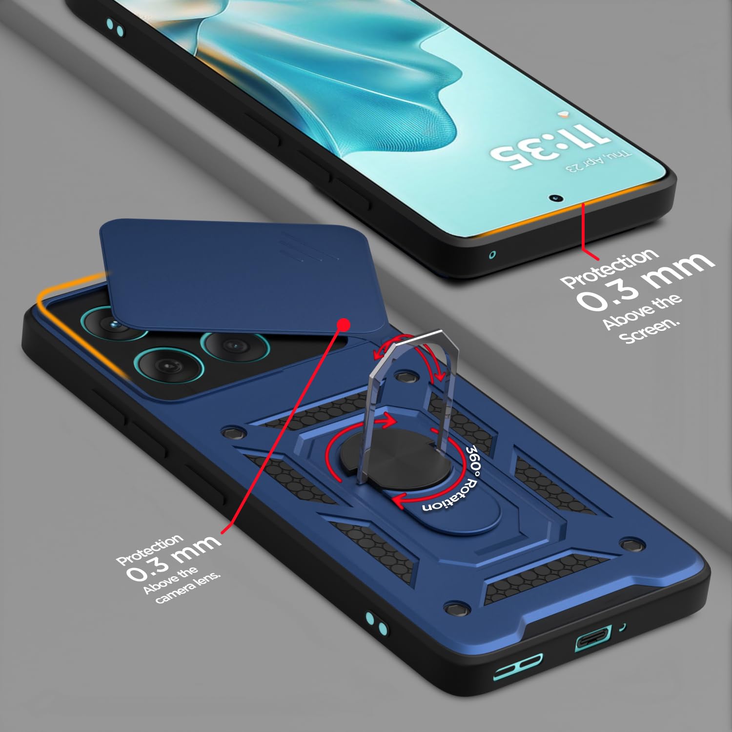 Pikkme Motorola Moto edge 60 fusion D10 Tough Armor Back Cover (Blue)