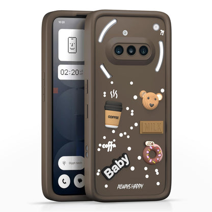 Pikkme Nothing Phone 3a 5G Cute Fun Cartoon 3D Bear Coffee Back Cover (Brown)