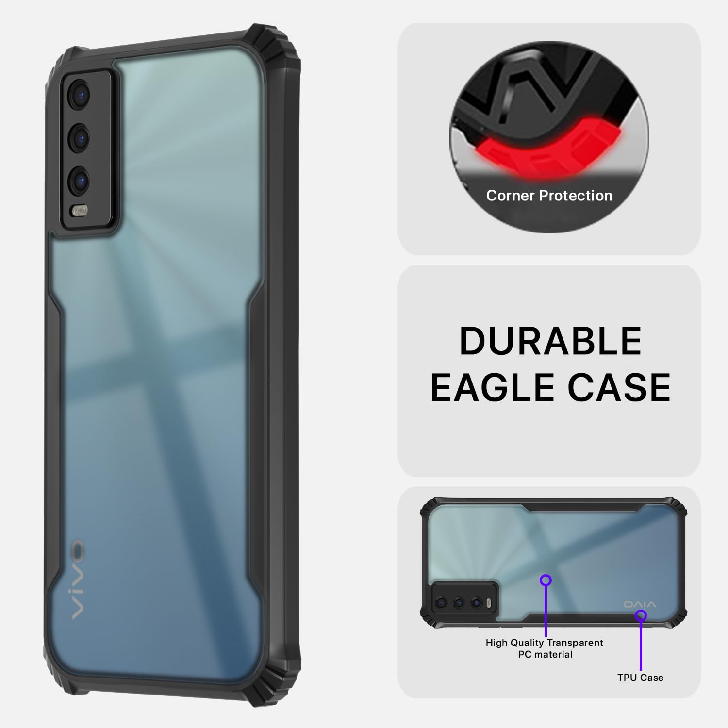 Black Clear mobile cover for Vivo Y20 – Pikkme – photo 5
