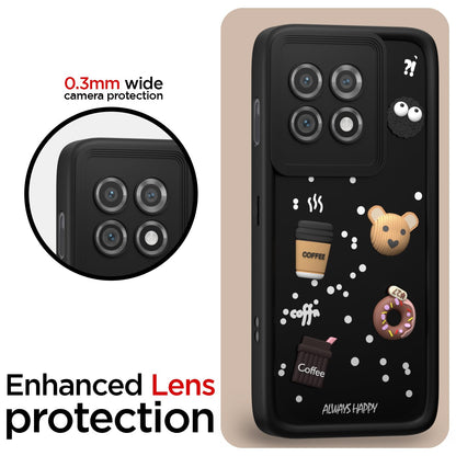 Pikkme OnePlus 11 5G Cute Fun Cartoon 3D Bear Coffee Back Cover (Black)