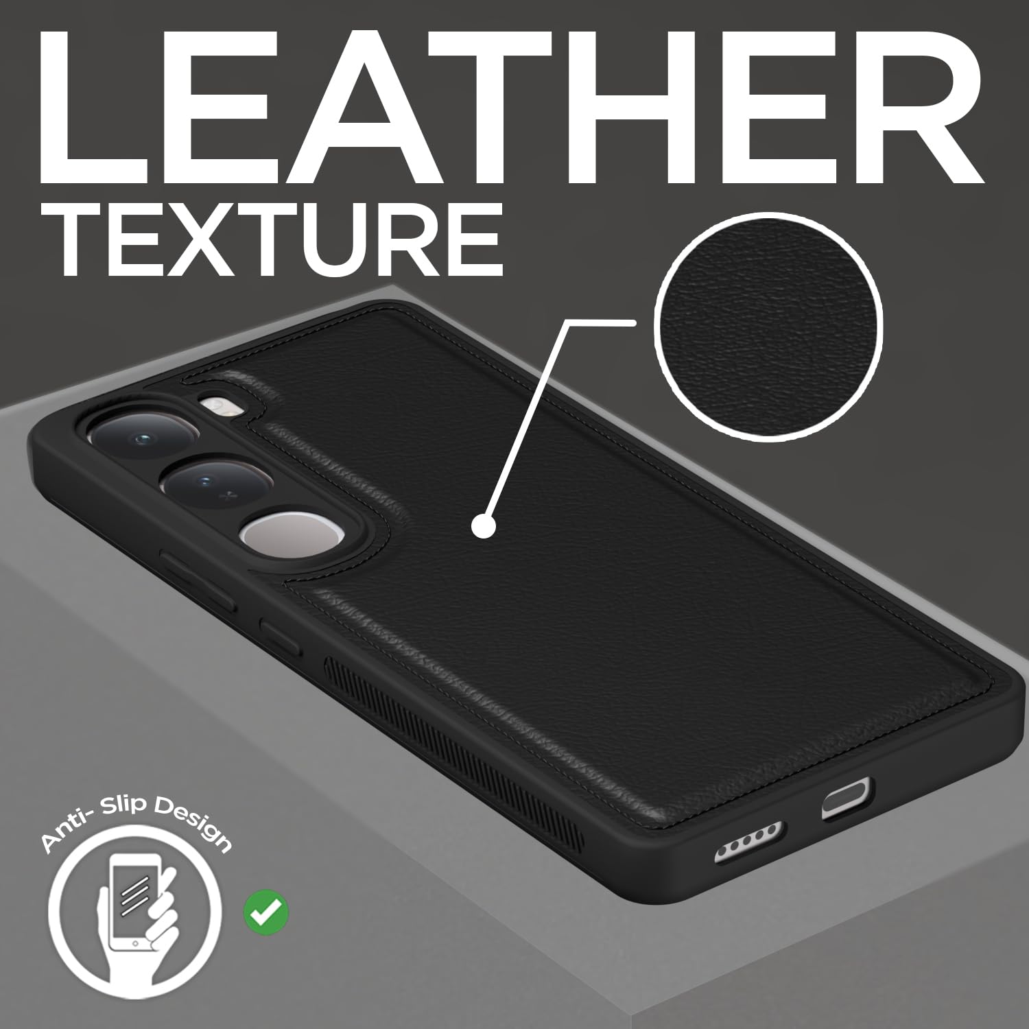 Pikkme black Leather phone cover for Vivo Y300/V40 Lite 5G – photo 2