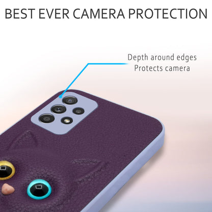 Pikkme Samsung Galaxy M32 5g Kitty Back Cover (Purple)