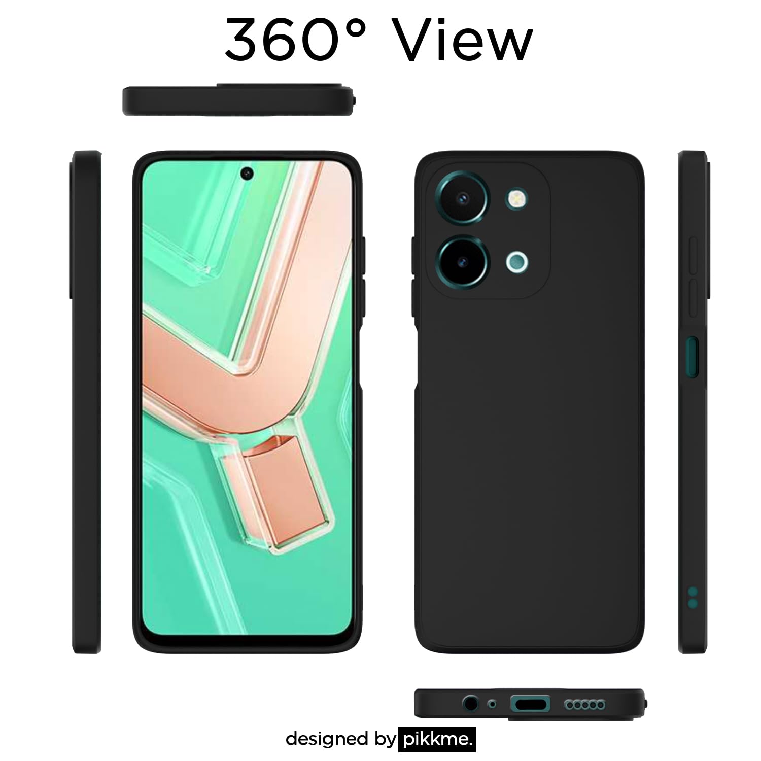 Black Matte mobile back cover for Vivo Y28 4G – Pikkme – photo 3