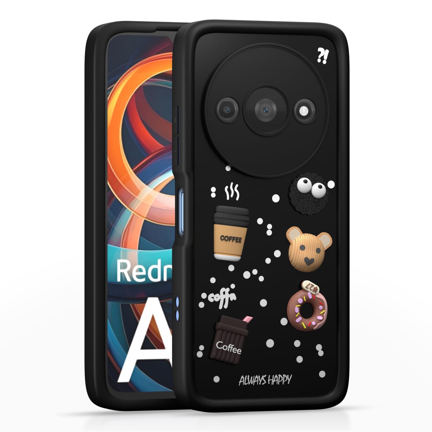 Redmi A3 (2024)/A3x/Poco C61/3D Silicone mobile cover in black by Pikkme
