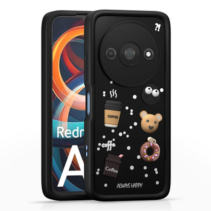 Redmi A3 (2024)/A3x/Poco C61/3D Silicone mobile cover in black by Pikkme