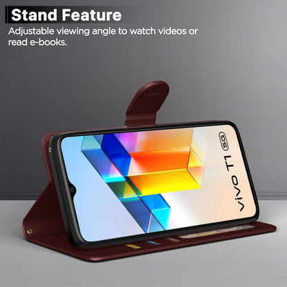 Brown Wallet flip case for Vivo T1/Y75/iQOO Z6 5G – Pikkme – photo 3