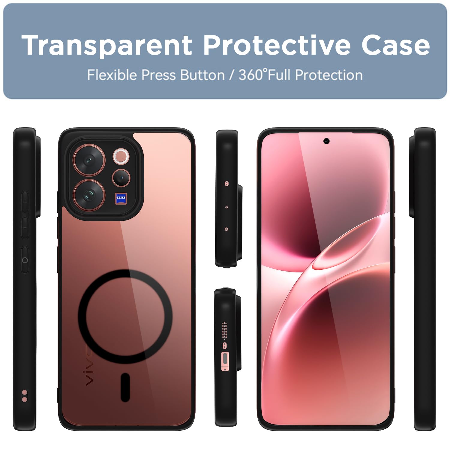Vivo V70 5G mobile back cover in black mag-safe by Pikkme – photo 2