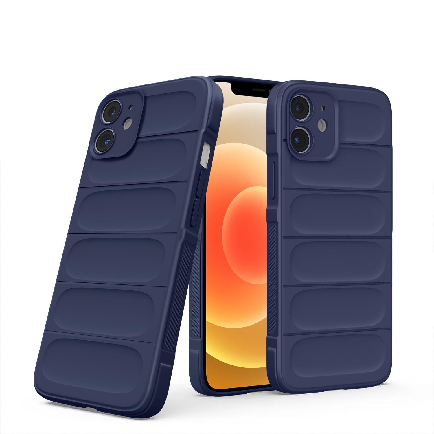 Pikkme iPhone 12 ZigZag Soft matte Liquid Silicone Back Cover (Blue)