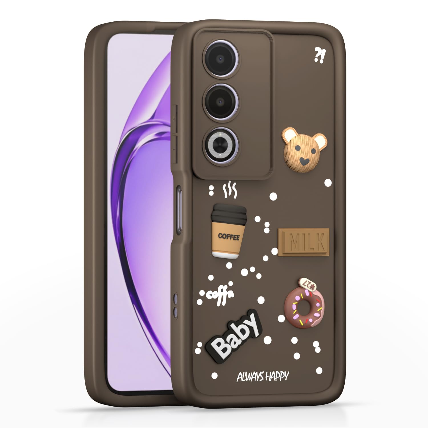 Oppo A3 Pro 5G Silicone mobile cover in brown by Pikkme