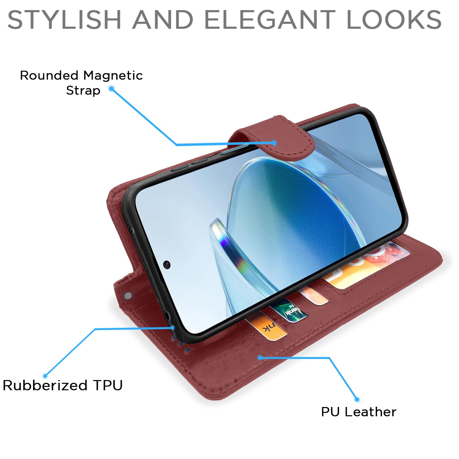 Pikkme brown Wallet wallet flip cover for Redmi 12 4G – photo 3