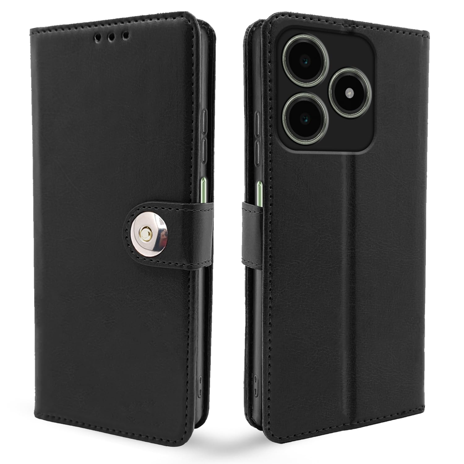 Pikkme black mobile flip cover for Realme C63 4G