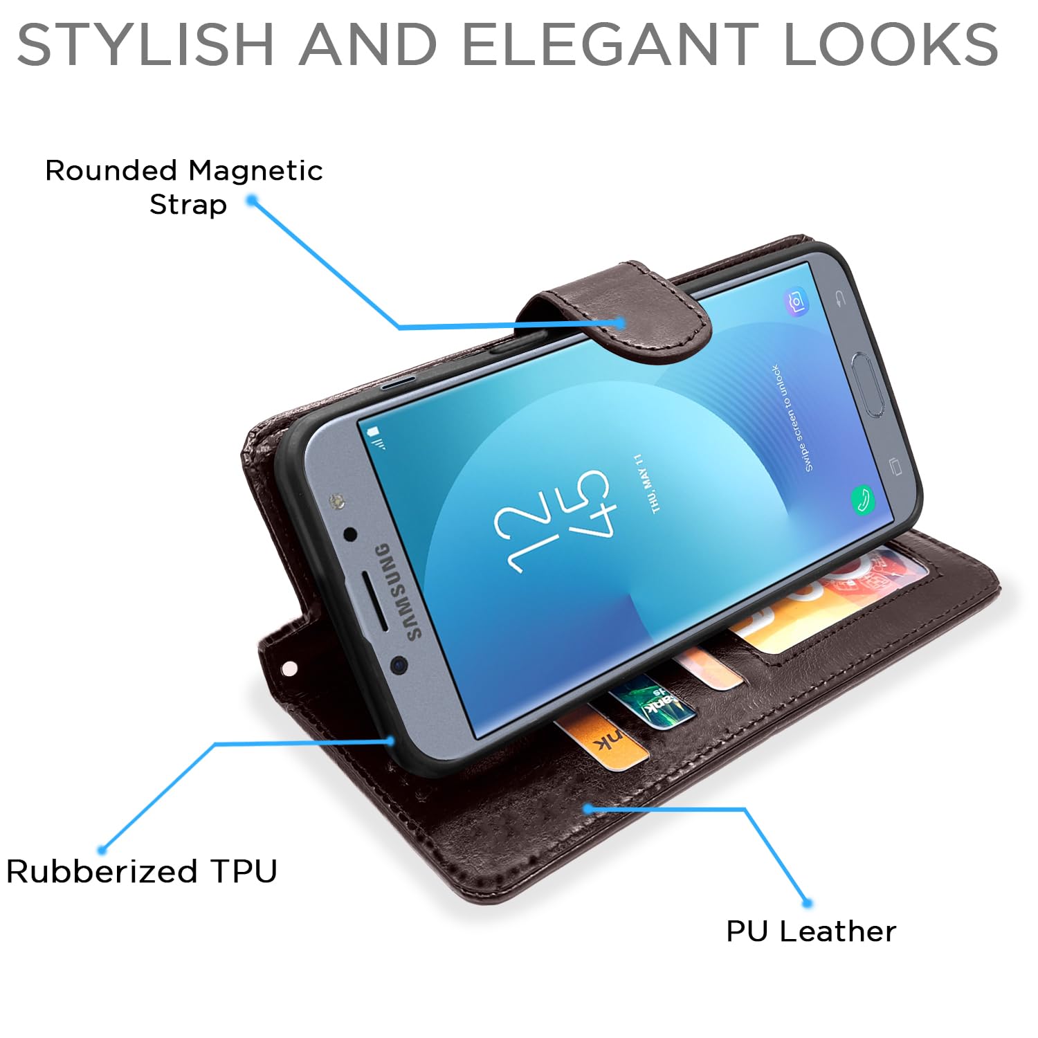 Pikkme Samsung Galaxy J7 Pro Vintage Flip Cover (Coffee)