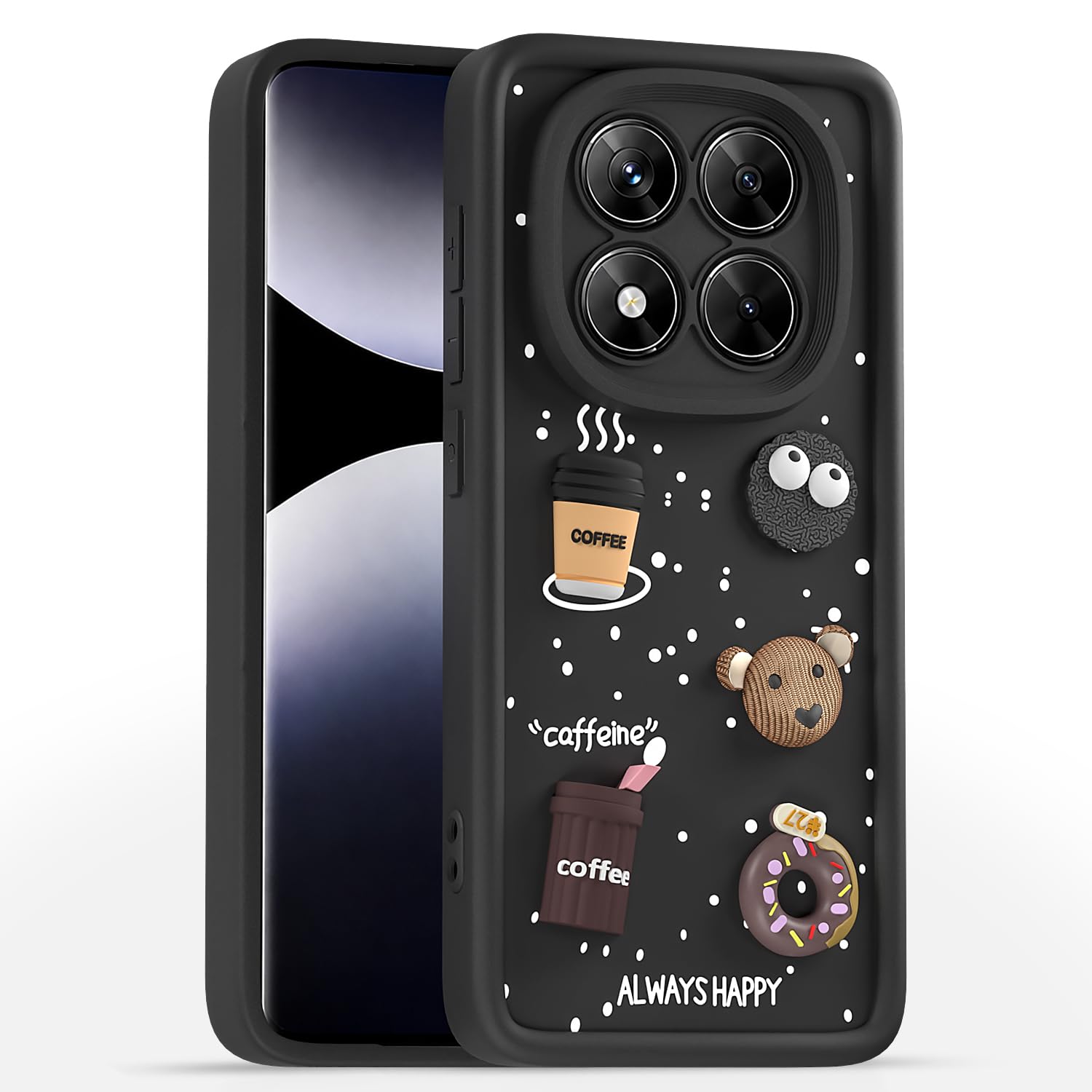 Black Silicone mobile cover for Redmi Note 14 Pro 5G/3D – Pikkme