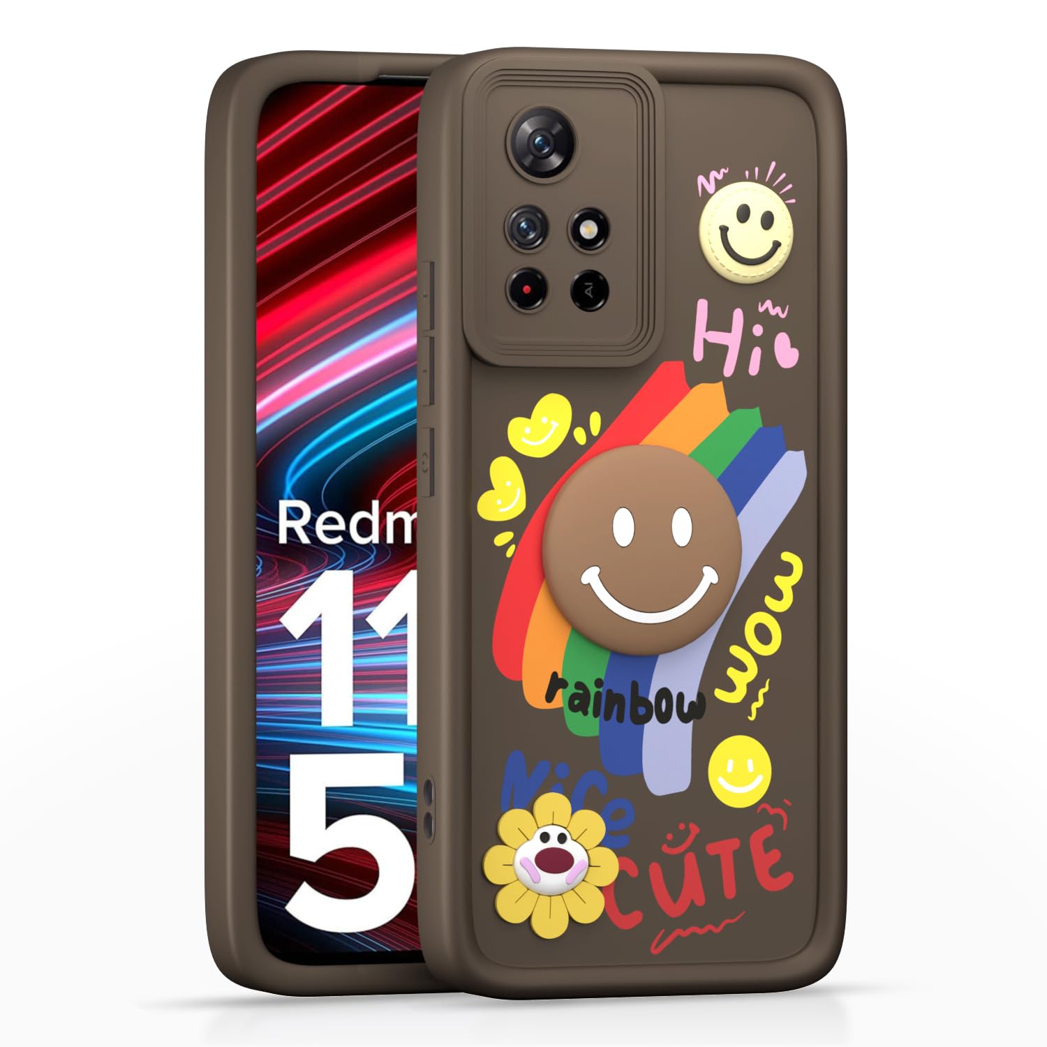 Redmi Note 11T/Poco M4 Pro 5G Soft Silicone mobile back cover in brown by Pikkme