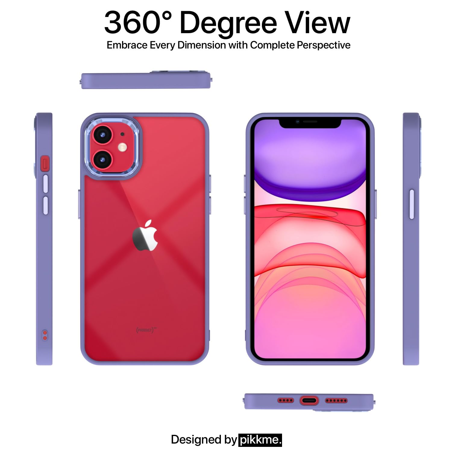 Pikkme iPhone 11 Electroplated Crome Metal Ring Back Cover (Purple)