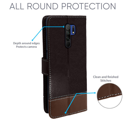 Pikkme coffee & brown Magnetic flip case for Redmi 9 Prime/Poco M2 – photo 4