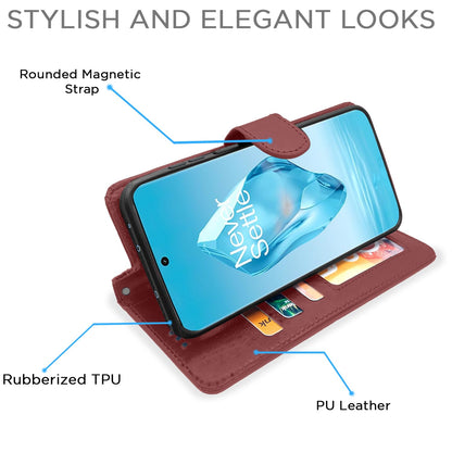 OnePlus 12R 5G wallet flip cover in brown by Pikkme – photo 3