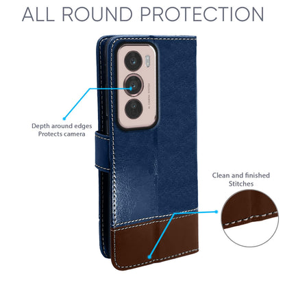 Blue & brown Magnetic mobile flip cover for Oppo Reno 12 5G – Pikkme – photo 2