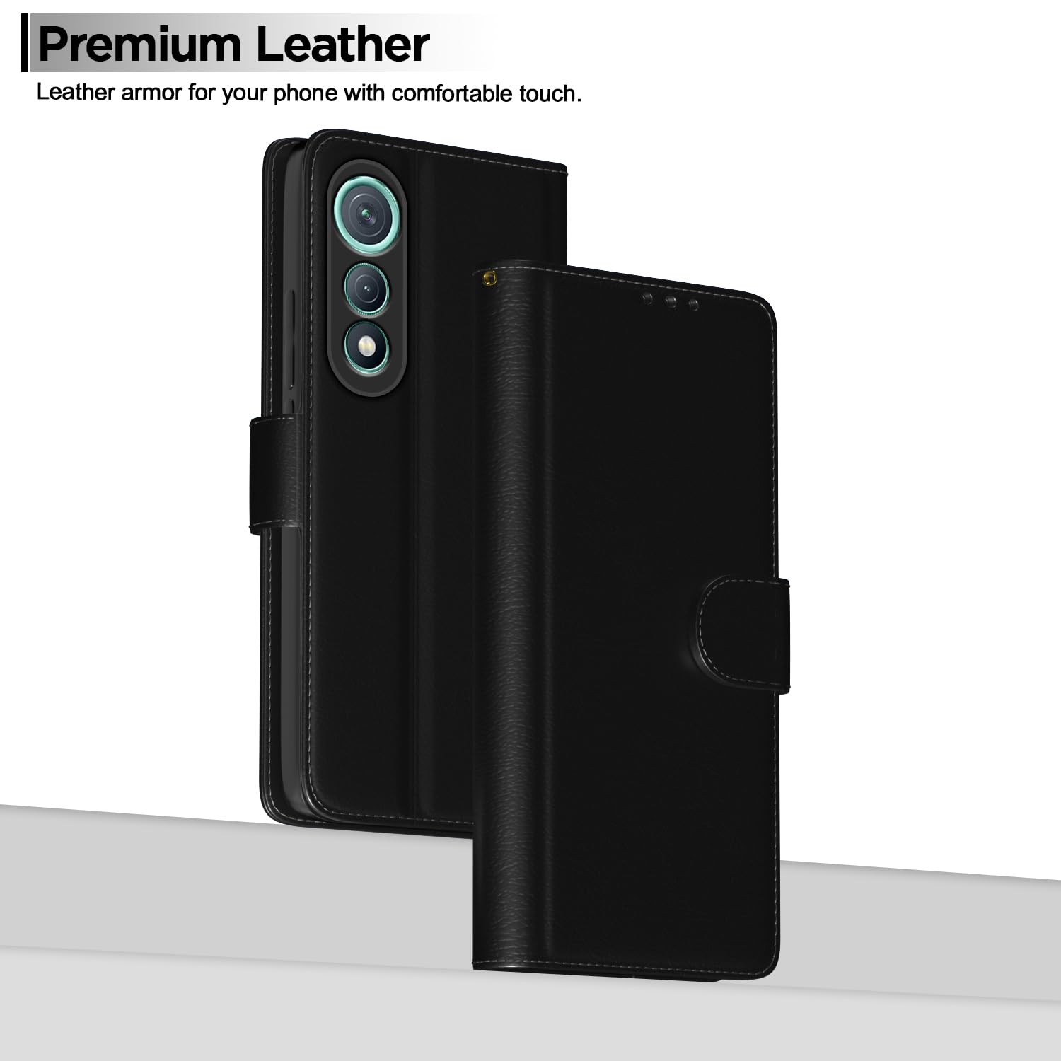 Pikkme Tecno Pova Curve 5G Premium Leather Finish Vintage Flip Cover (Black)