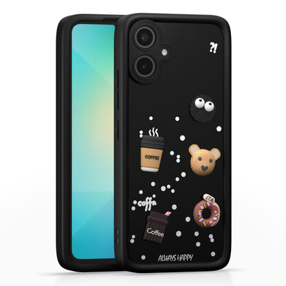 Pikkme Samsung Galaxy M05 / A05 / F05 | Cute Fun Cartoon 3D Bear Coffee Back Cover (Black)