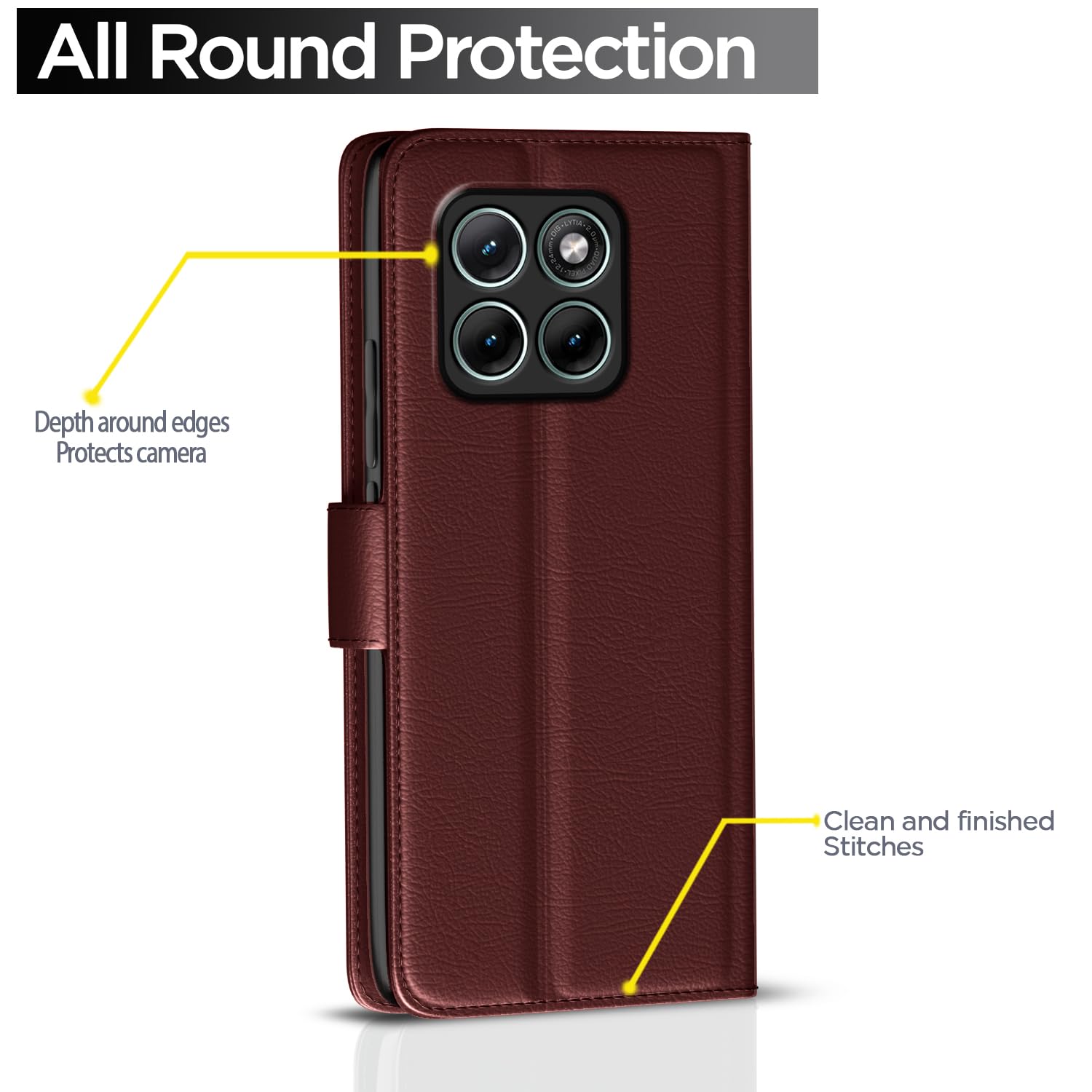 Pikkme brown Wallet flip case for Moto Edge 70 Fusion 5G – photo 4