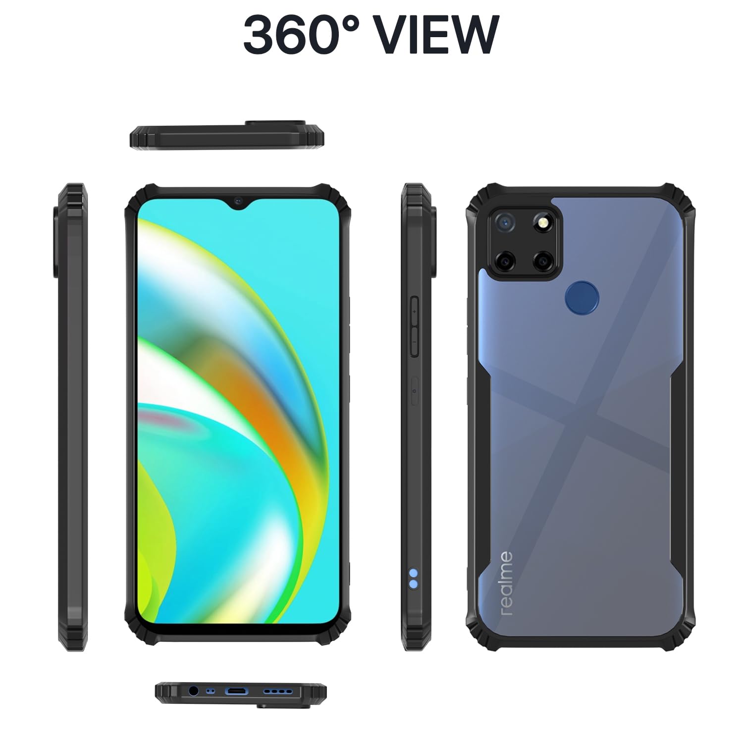 Black Hybrid phone cover for Realme C25/C25s/C12/Narzo 30A/Narzo 20 – Pikkme – photo 3