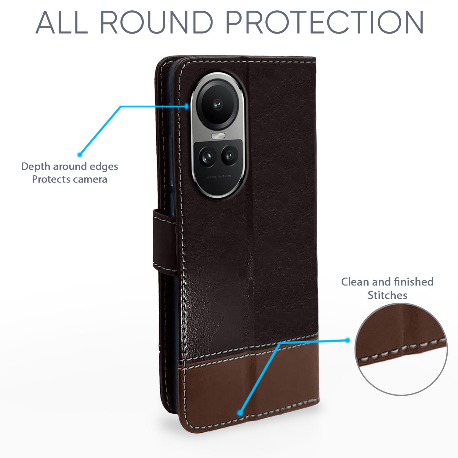 Coffee & brown flip case for Oppo Reno 10 5G – Pikkme – photo 4