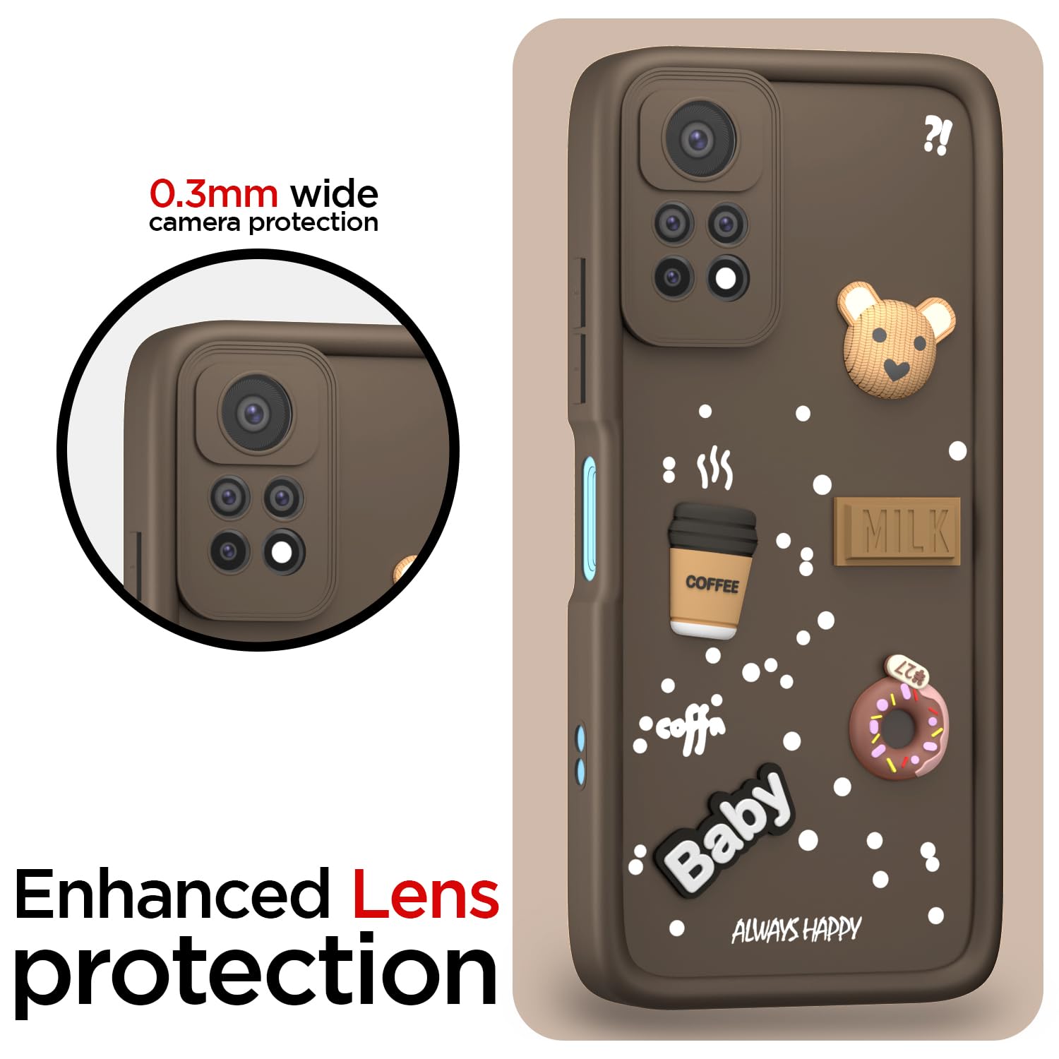 Redmi Note 11 Pro/3D Silicone mobile cover in brown by Pikkme – photo 5