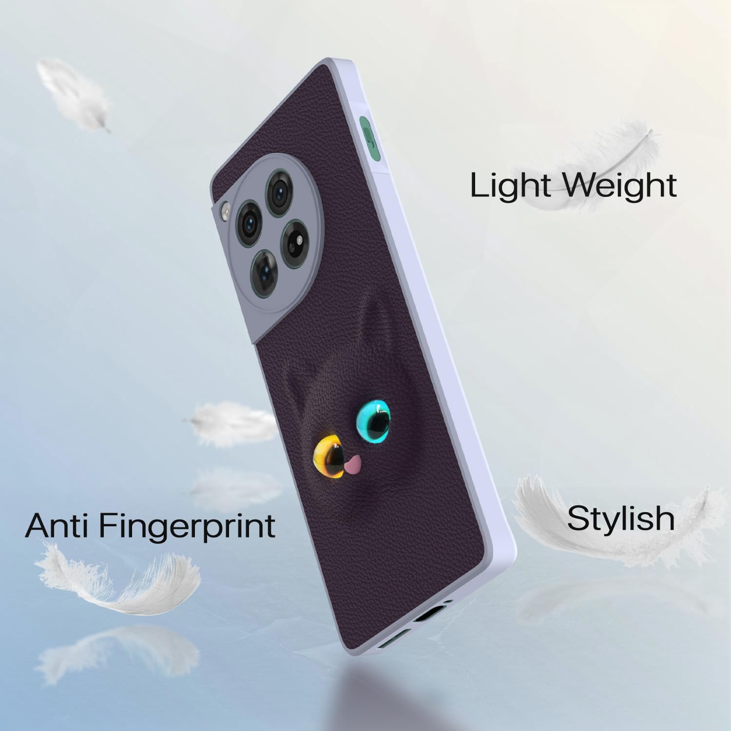 Pikkme OnePlus 12 5G Kitty Back Cover (Purple)