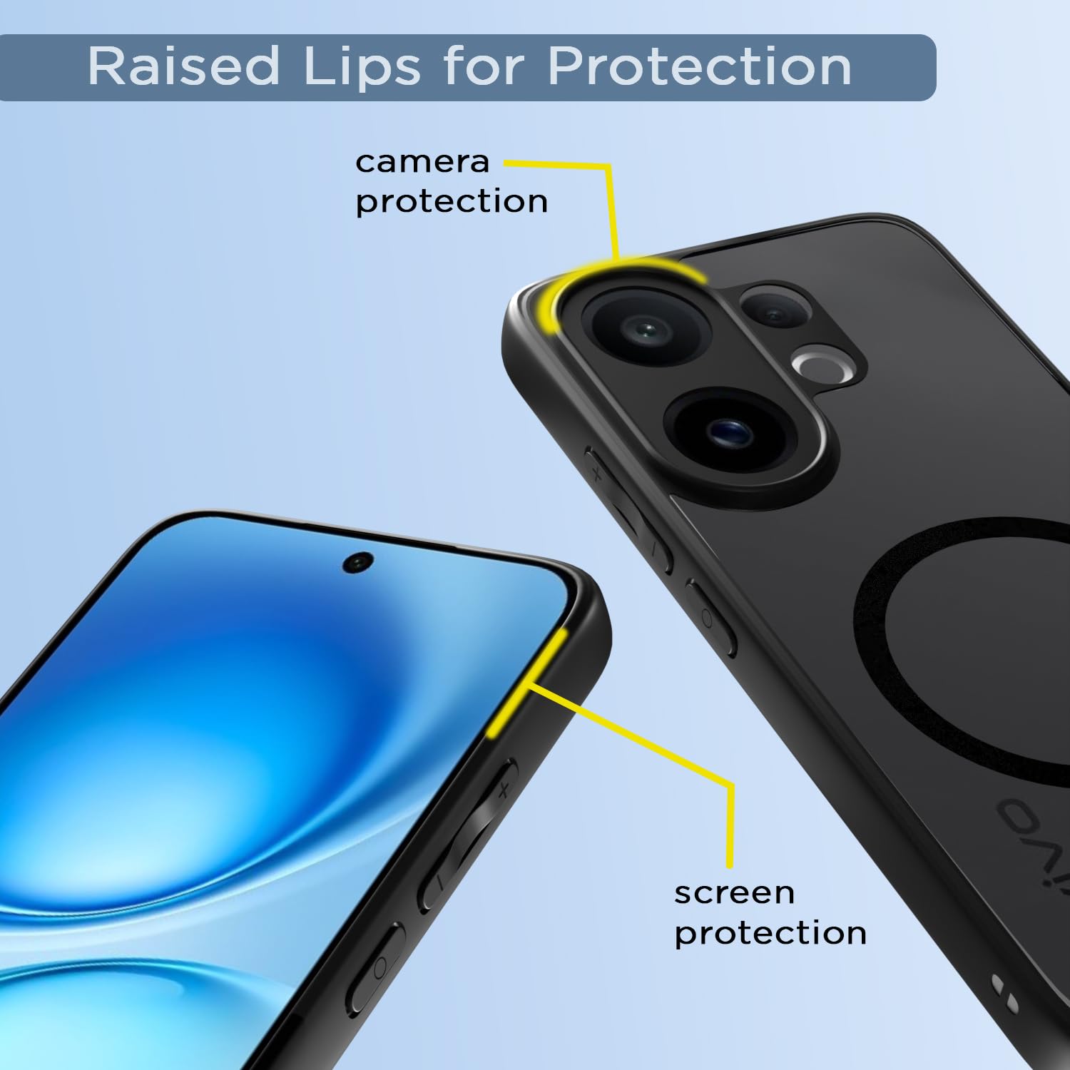 Pikkme Vivo X200 Pro 5G Eagle 2 Mag-Safe Shockproof Hard Transparent Back Cover (Black)