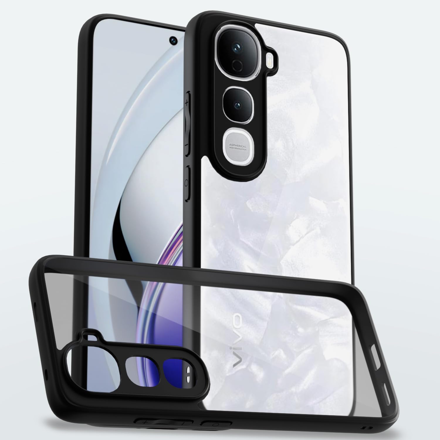 Pikkme black Hybrid mobile back cover for Vivo Y400 5G