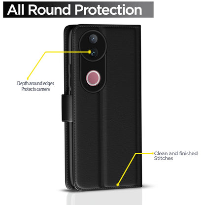 Pikkme Vivo V50 5G / V50e 5G Vintage Flip Cover (Black)