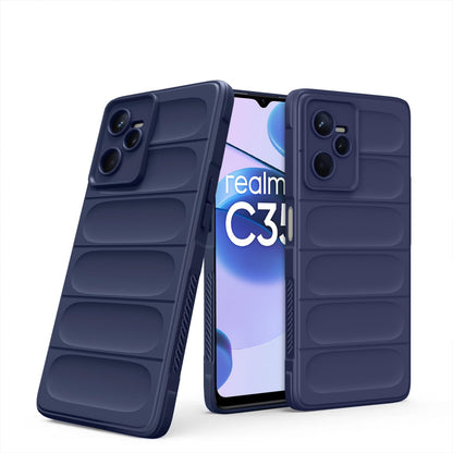 Realme C35 Liquid Silicone mobile back cover in blue by Pikkme