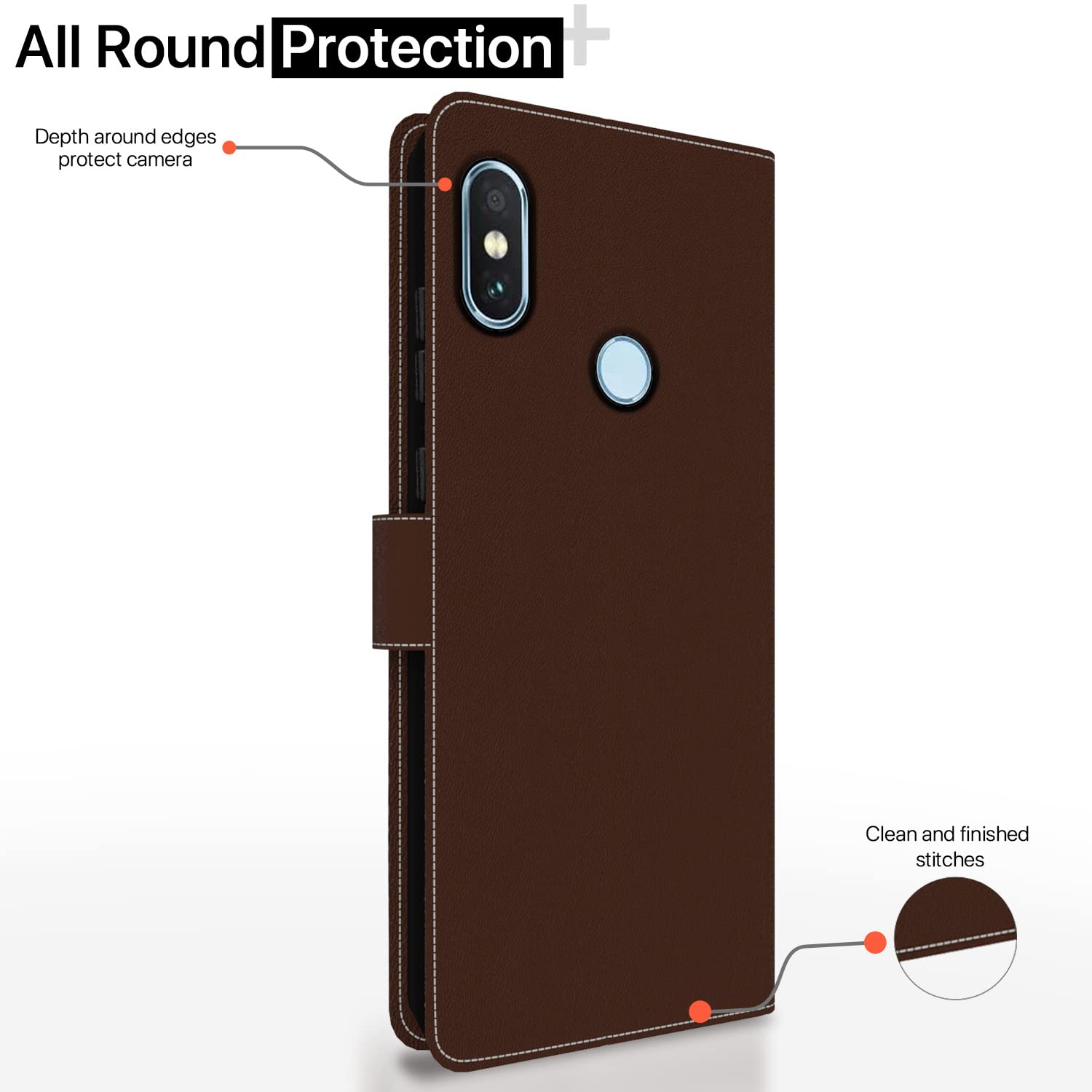 Redmi Note 5 Pro mobile flip cover in brown & coffee by Pikkme – photo 4