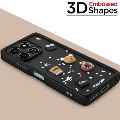 Pikkme Honor X6b Cute Fun Cartoon 3D Bear Coffee  Back Cover (Black)