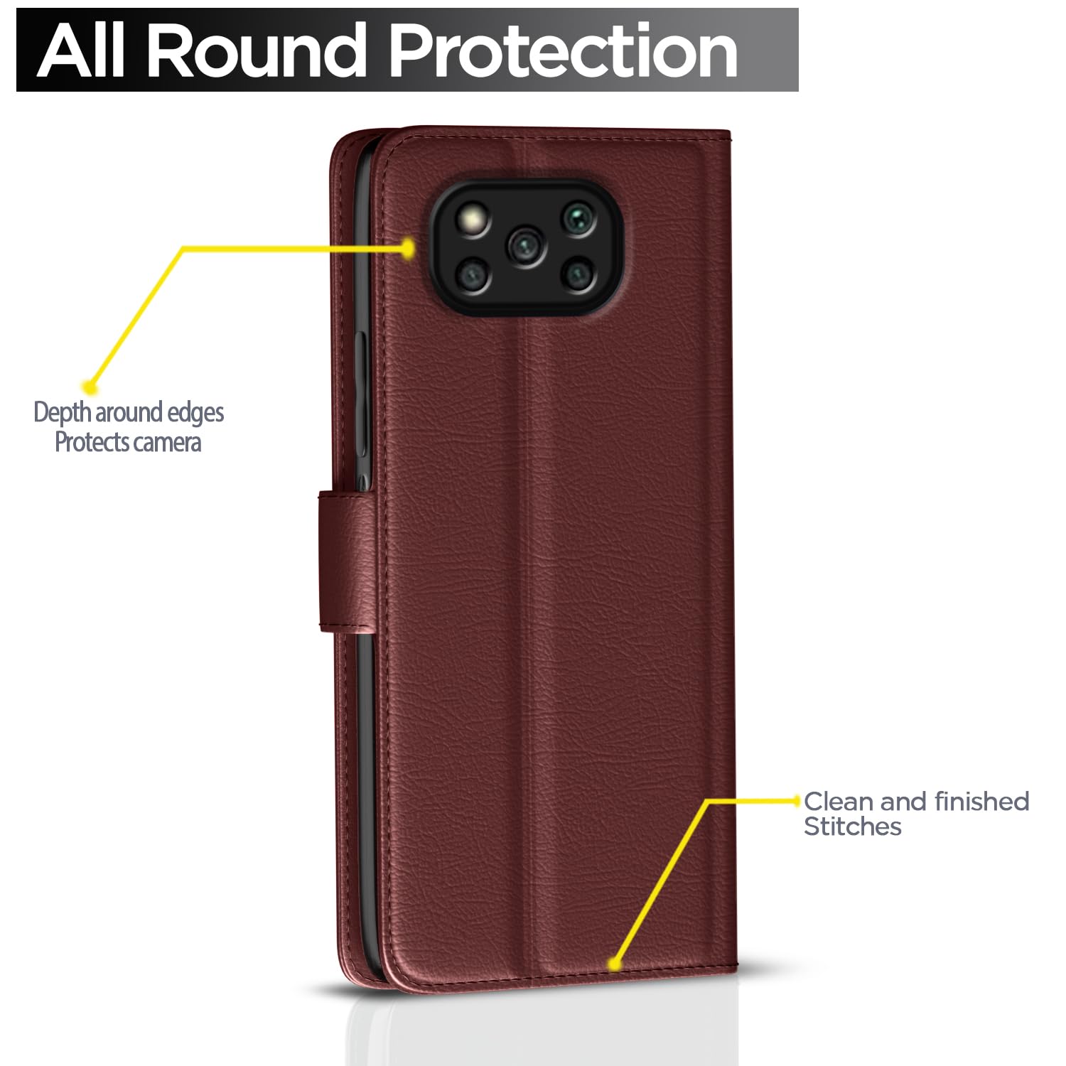 Pikkme brown flip case for Poco X3 – photo 4