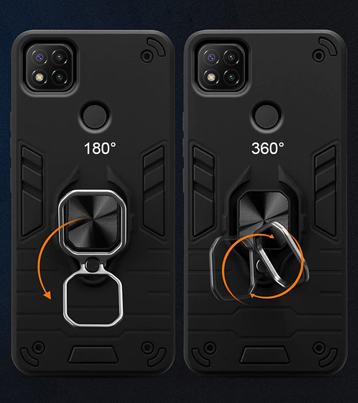 Pikkme black D5 Tough Armor mobile back cover for Redmi 9, Redmi 9C – photo 3