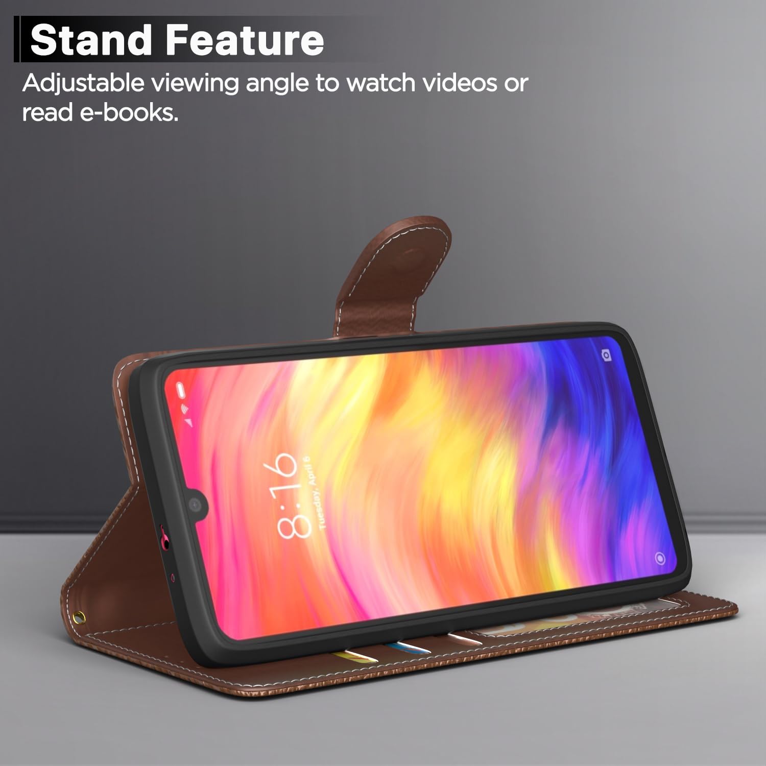 Redmi Note 7/Note 7 Pro/Note 7s Wallet flip case in tan by Pikkme – photo 3