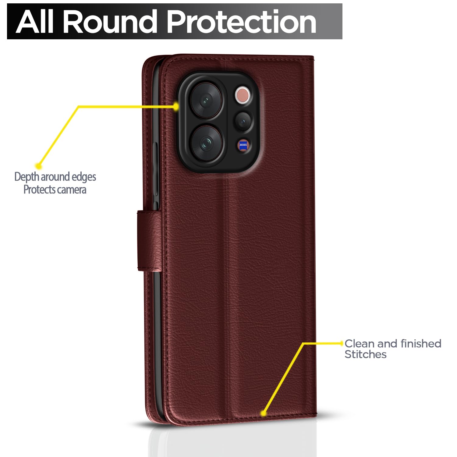 Brown wallet flip cover for Vivo V70/V70 – Pikkme – photo 4