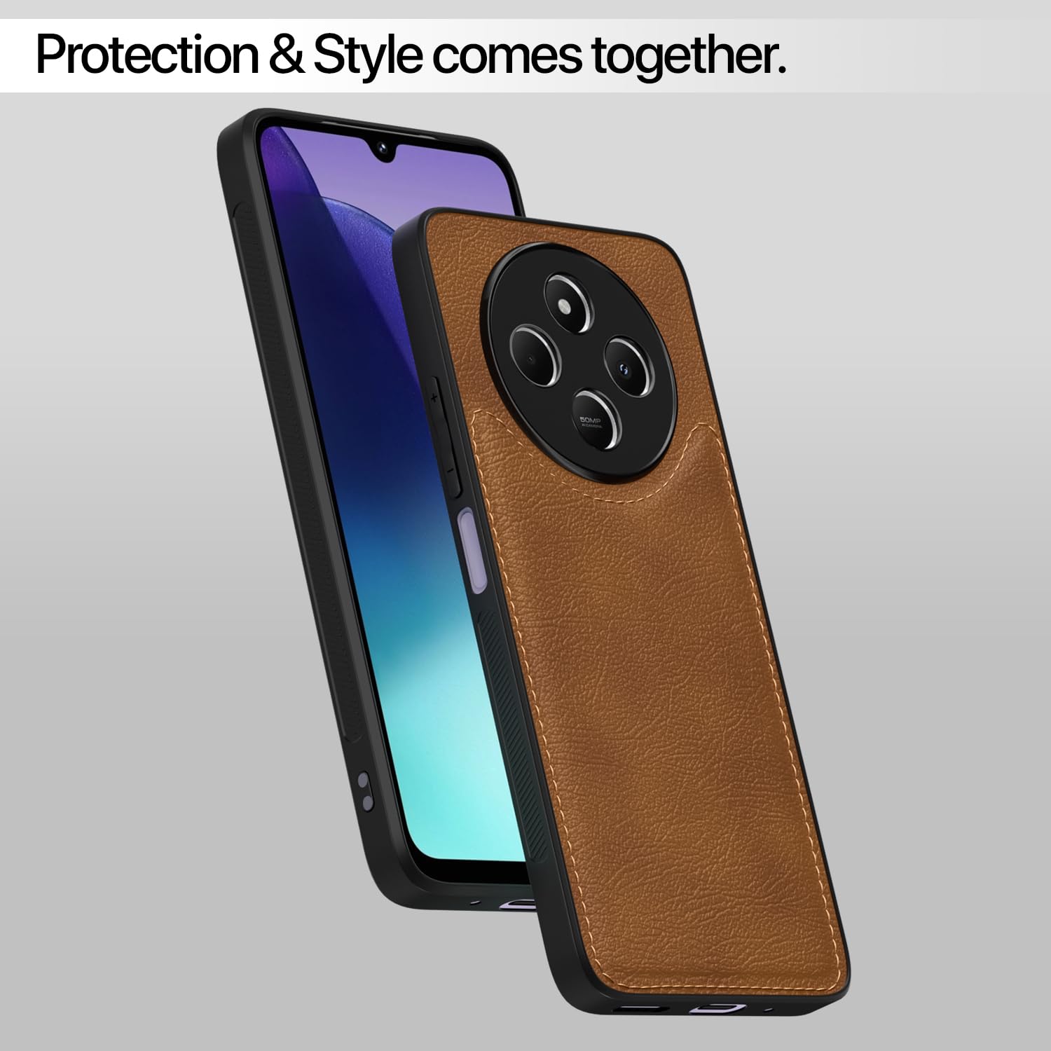 Pikkme Redmi A4 5G / Redmi 14C 5G / Poco C75 5G Leatherback Back Case | Brown