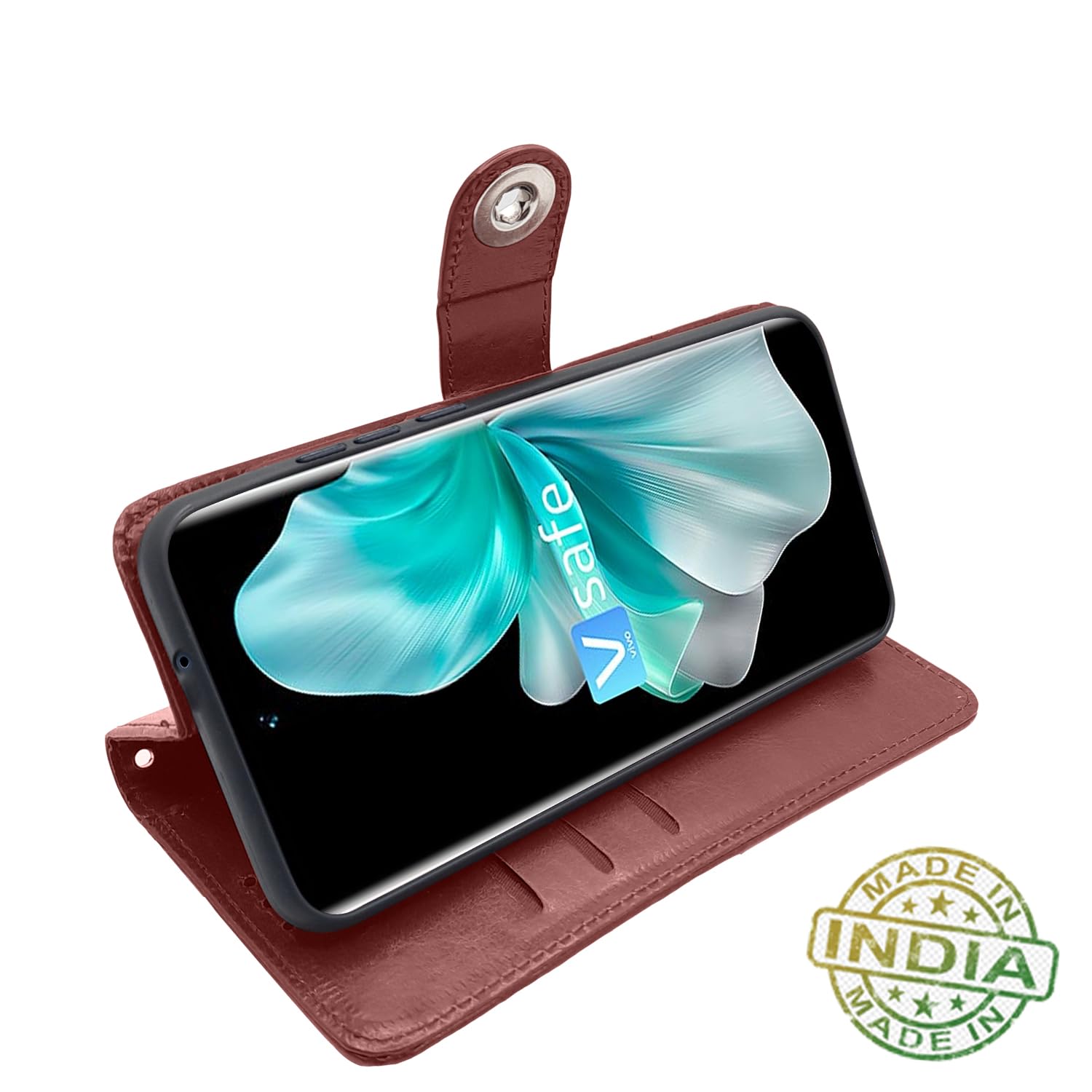 Vivo V30 5G mobile flip cover in brown by Pikkme – photo 5